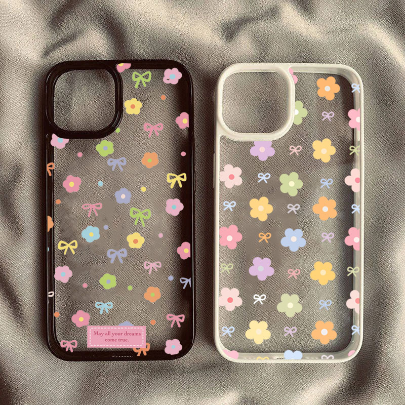 ปลอกสําหรับ Samsung A05S A56 A35 A06 A26 A36 A54 A55 A15 A16 A12 A52 A34 5G A32 ดอกไม้ที่มีสีสันโบว์ซิลิโคนใสกันกระแทก