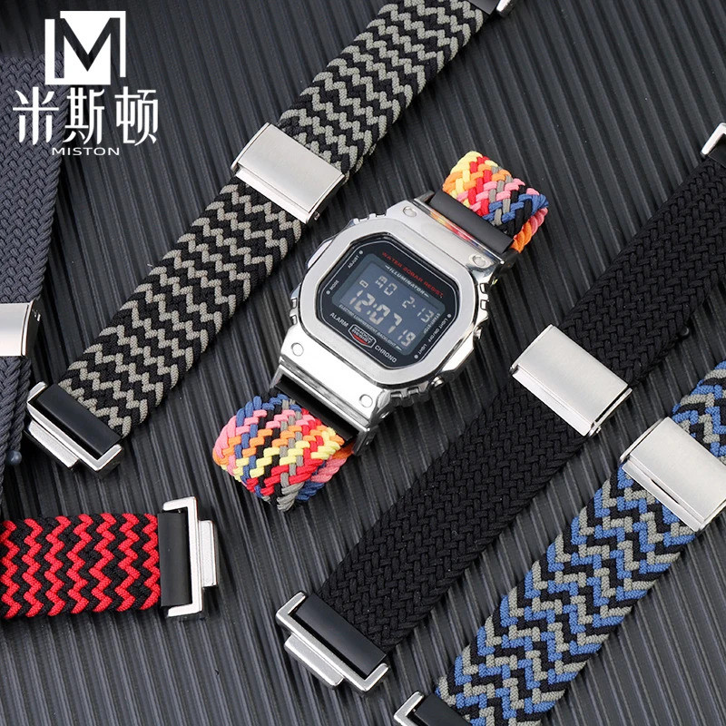 สําหรับ G-SHOCK Casio DW5600 GW-B5600 GM5600 GA2100 GW-M5610 ไนลอนทอสายนาฬิกาผู้ชายและผู้หญิงไนลอนสา