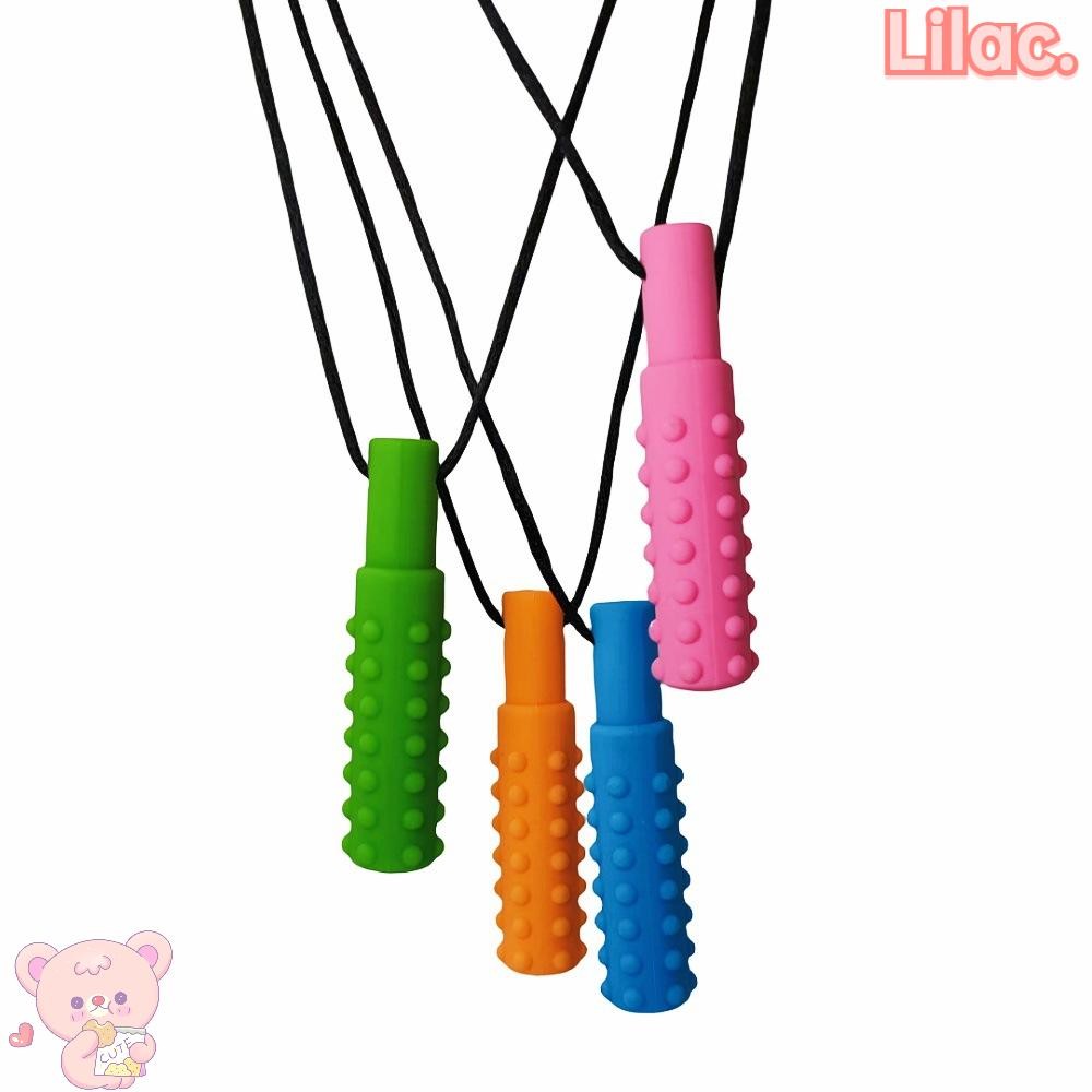 LIILACC สร้อยคอยางกัดสําหรับเด็ก, การดูแลเด็กซิลิโคนจี้เคี้ยวหนึบ, จี้ Pacifier ทนทานของเล่นการงอกขอ