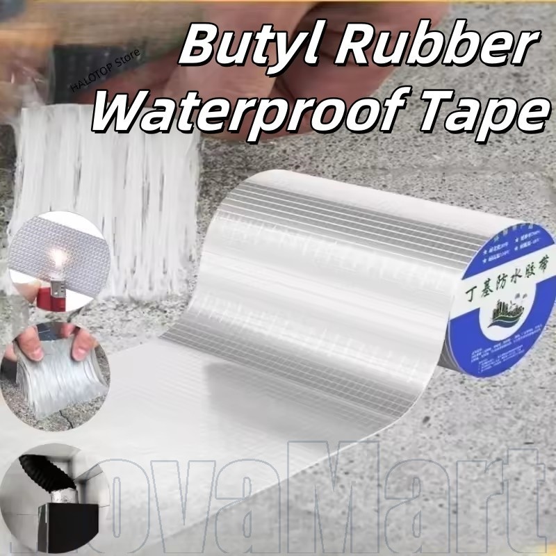 เทปกันน้ําบิวทิล | เทปซีลหลังคาแบบมีกาวในตัวสําหรับซ่อมแซมรอยแตก, ป้องกันการรั่วซึมด้วยพื้นผิวสีเงิน