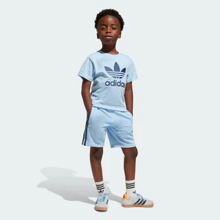 adidas ไลฟ์สไตล์ ชุดเสื้อยืดและกางเกงขาสั้น Adicolor สำหรับเด็ก เด็ก สีน้ำเงิน JC9160