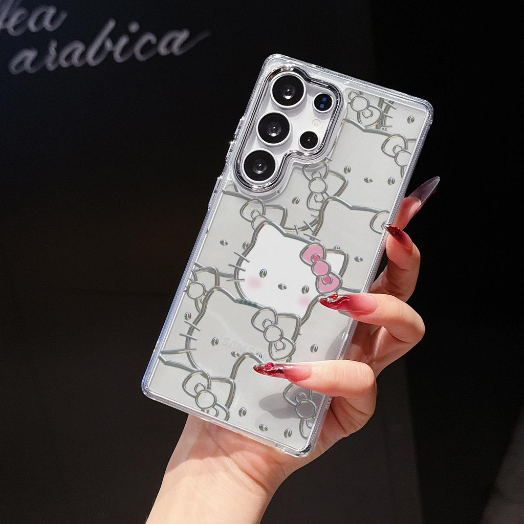 เคสโทรศัพท์ลายการ์ตูน Hello Kitty วัสดุโลหะ ดีไซน์โปร่งใส ใช้ได้กับกล้อง สําหรับ Vivo V27 Y38 V30E I