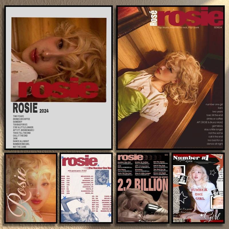 Rosie เพลงอัลบั้มโปสเตอร์ Retro สไตล์วินเทจงานศิลปะไม่มีกรอบสําหรับ Music Room Studio Decor Art Home Wall Decor โปสเตอร์ผ้าใบ