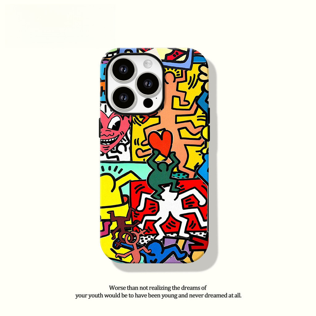 Carnival Party การ์ตูน Graffiti ตลก Two-in-One เคสโทรศัพท์เหมาะสําหรับ iPhone 16Pro 15ProMax 14Pro XsMax 16Plus กันกระแทก 13Pro 11 12ProMax 7Plus กันกระแทกป้องกันลายนิ้วมือกรณี