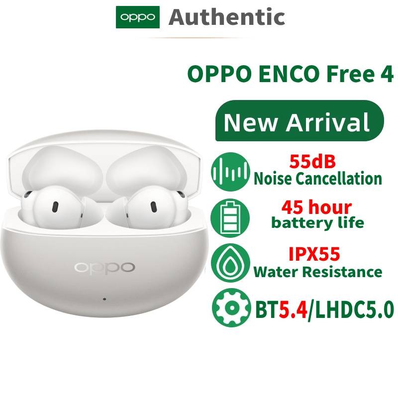OPPO Enco ฟรี 4 TWS หูฟัง Wirelss บลูทูธ 5.4 หูฟัง 55dB Active Noise Cancelling LHDC 5.0 IP55 สําหรับ Oppo ค้นหา X8