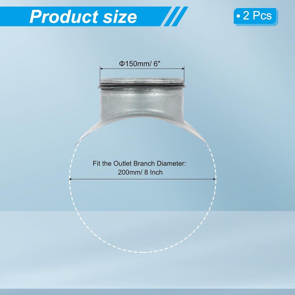 PATIKIL เชื่อมต่อท่ออานถอดสําหรับ 8 "ท่อถึง 6 "Outlet สาขา Extension, 2 ชิ้นเหล็กชุบสังกะสีรอบ 90 อง