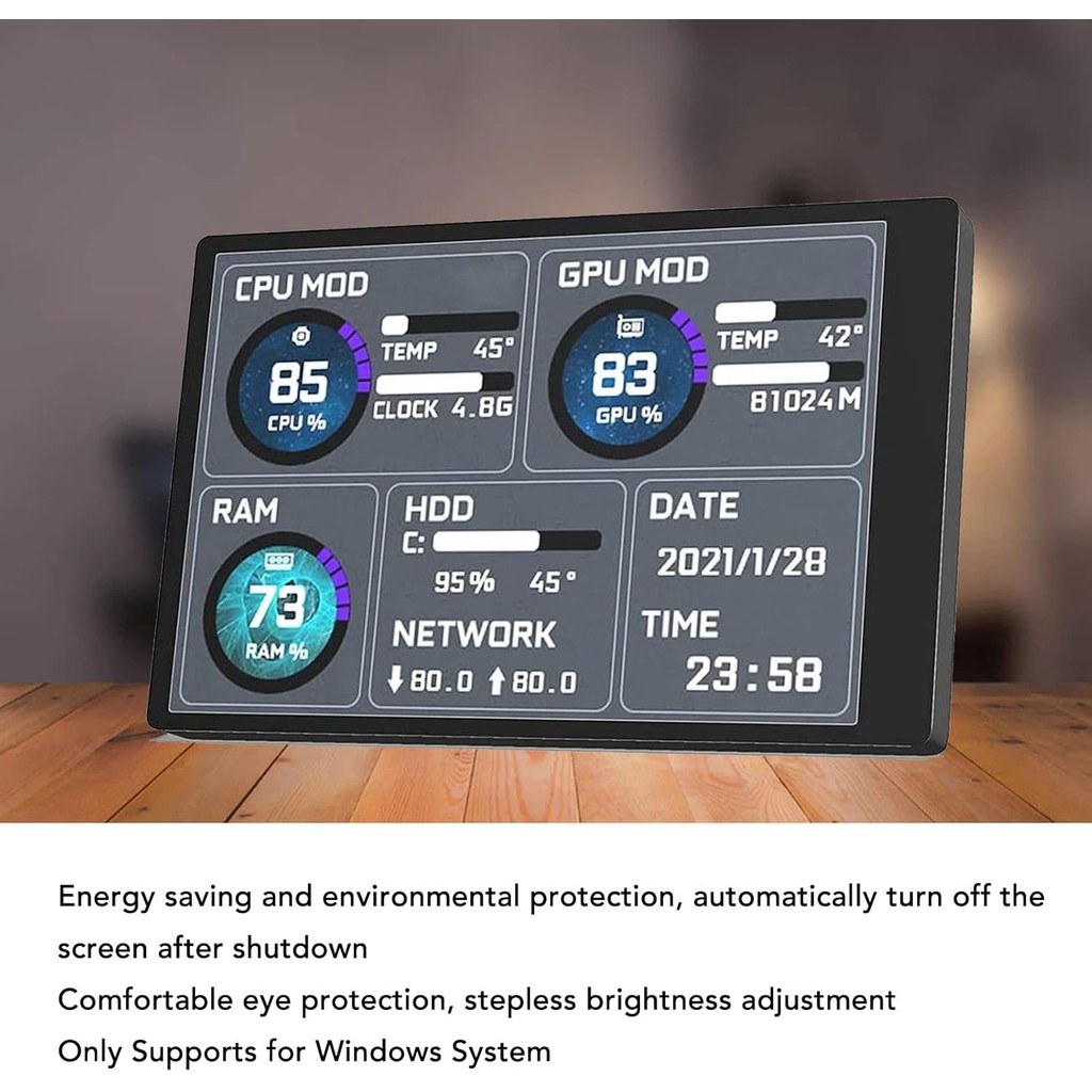 จอคอมพิวเตอร์อุณหภูมิ, 3.5in USB Mini Screen PC Sensor Panel Display Temperature Monitor สําหรับ AID