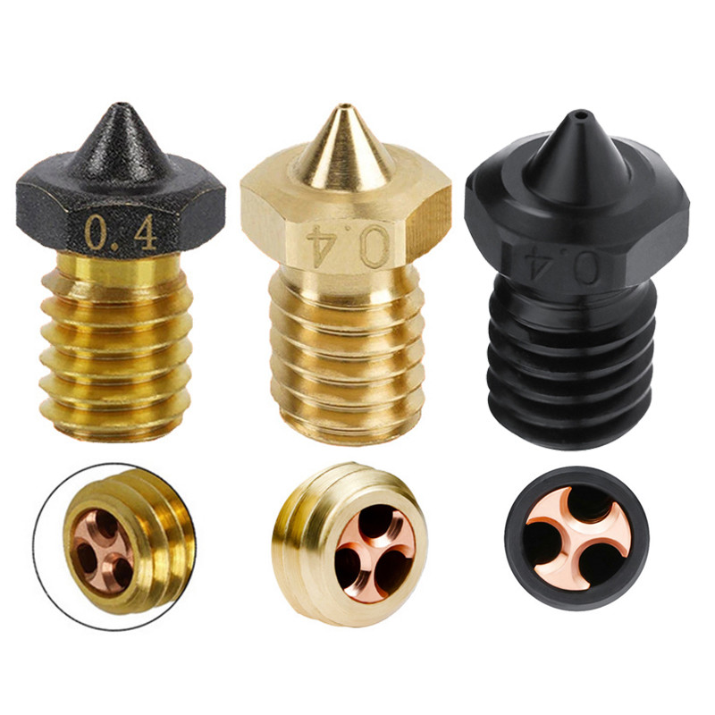 V6 Brass Three Holes TF Hardened Steel CHT Nozzle For E3D V6 3D Printer Accessories