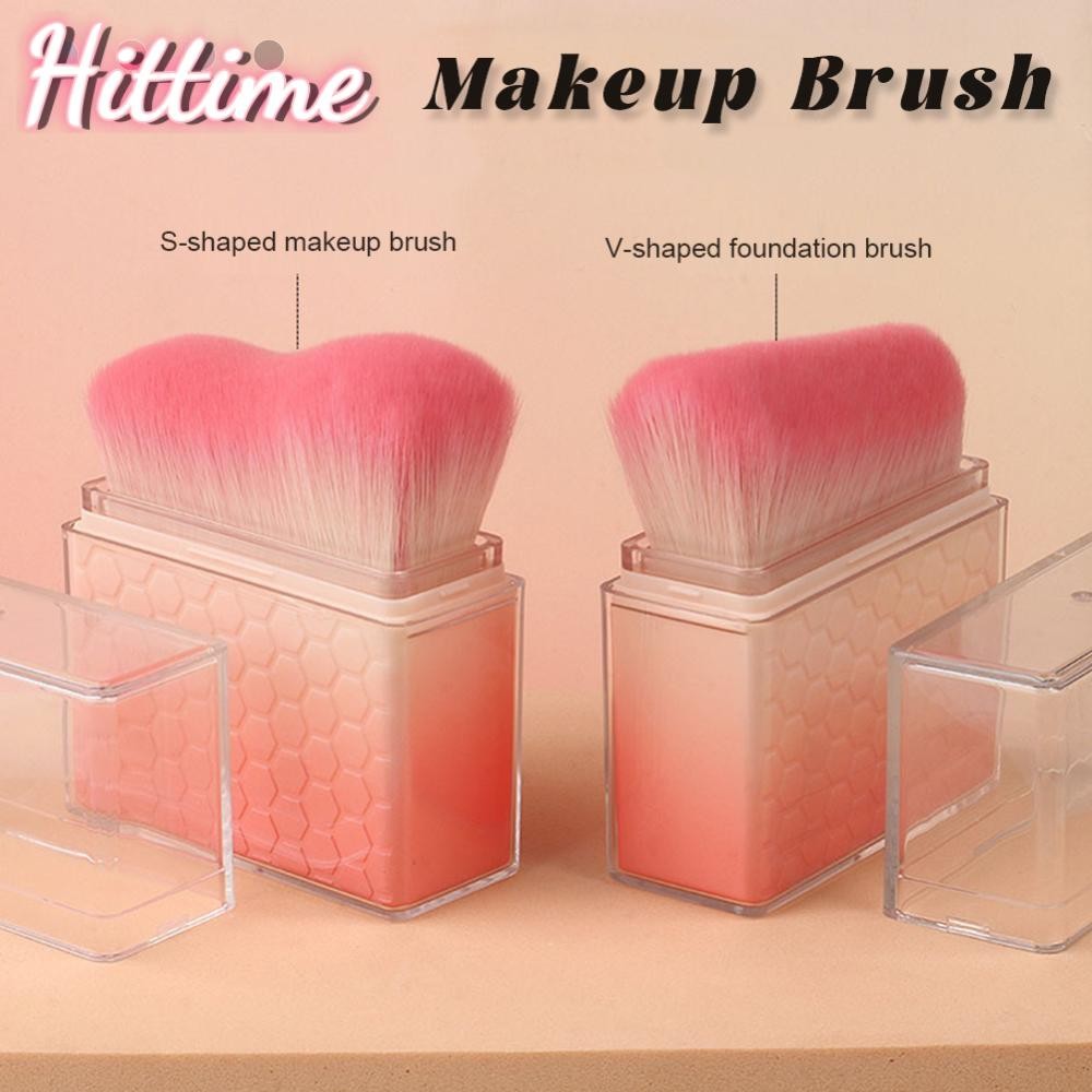 HITTIME แบบพกพา Wave Beautifying แปรงสีดํา Foundation Make-up แปรงผมนุ่มแป้ง Blusher แปรง Bevel Foun