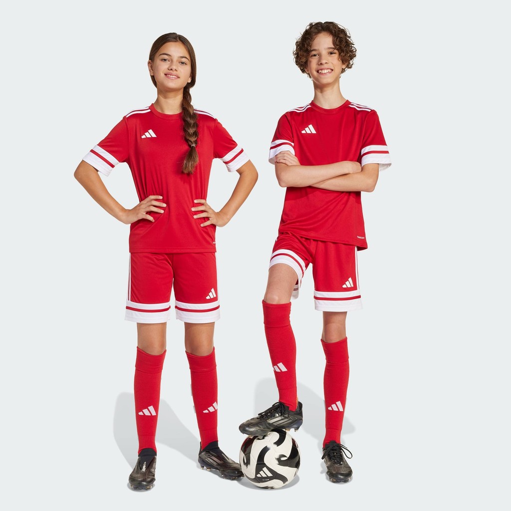 adidas ฟุตบอล กางเกงขาสั้น Squadra 25 สำหรับเด็ก เด็ก สีแดง JJ2416