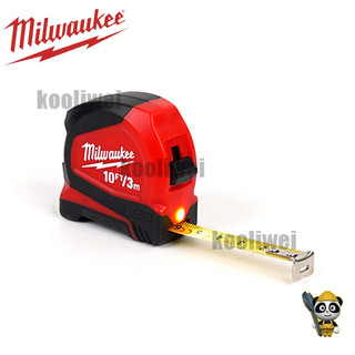 ตลับเมตร Milwaukee 3 ม. เมตริกพร้อมไฟ LED แม่เหล็กพร้อมแบตเตอรี่ปุ่ม