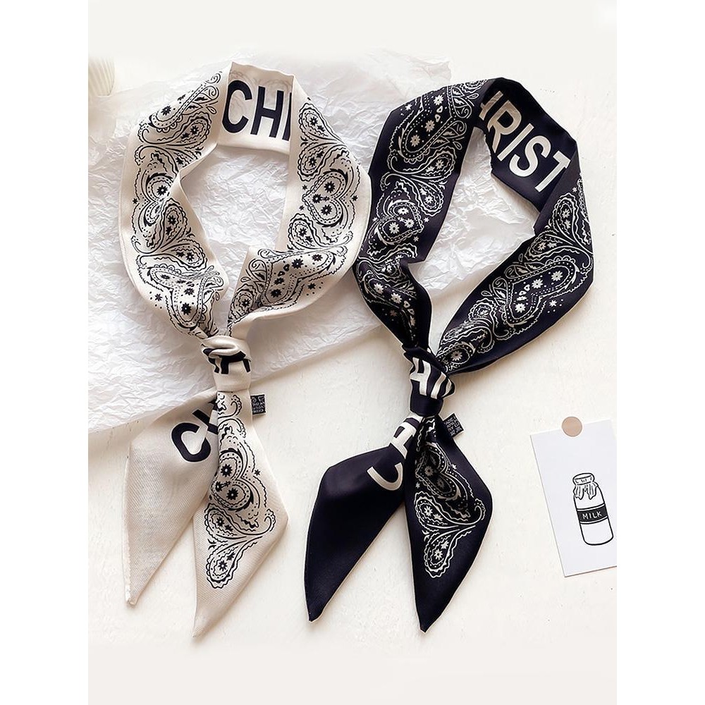 เข็มขัดผมและผ้าโพกหัวจากผ้าไหมขนาดเล็ก สไตล์Cashew Letter สำหรับผู้หญิง เหมาะสำหรับทุกลุค jz724mz