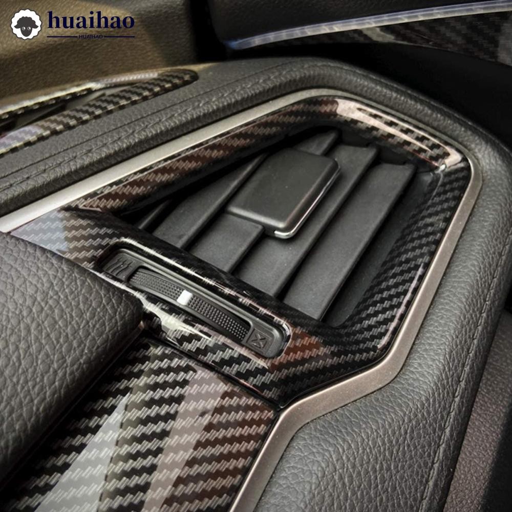 HUAIHAO 3 ชิ้นคาร์บอนไฟเบอร์แดชบอร์ด AC Air Vent Outlet ฝาครอบ Trim กรอบสําหรับ Honda Civic Sedan 20