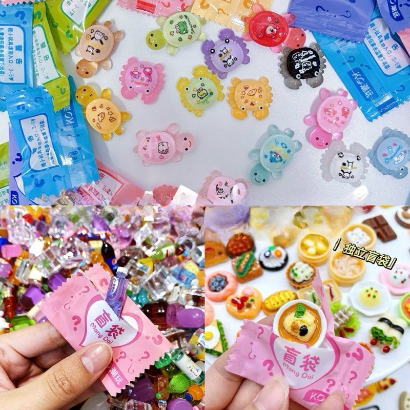 (10ชิ้น/50ชิ้น/100ชิ้น) เรืองแสงเรซิ่นสุ่มตาบอดถุงสีผสมเรซิ่นถุงไม่พอใจเครื่องประดับตกแต่งบ้าน