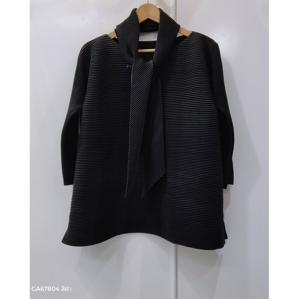 2MUAY รุ่น GA67804 เสื้ออัดพลีท THICK LONG SLEEVE WITH SCARF PLEATED TOP 5 สี FREE SIZE