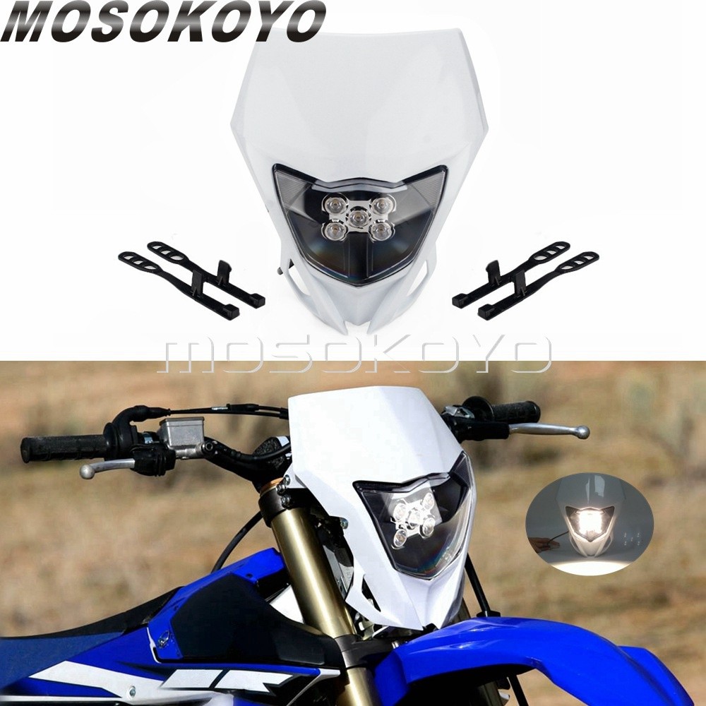 MO Supermoto E Nduro LED ไฟหน้าด้านหน้าโคมไฟหัววิบากไฟหน้าสำหรับ Yamaha WR WRF TTR TT-R YZ YZ-F WR25