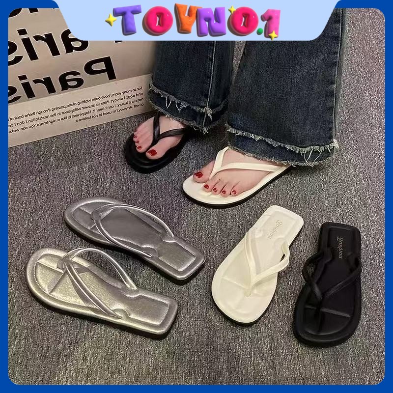 ToyNo.1🧸พร้อมส่ง🧸"LT-6636" รองเท้าเเตะแฟชั่น ทรงหูหนีบ ดีเทลสวยเรียบง่าย น้ำหนักเบา มีให้เลือก 4 สี