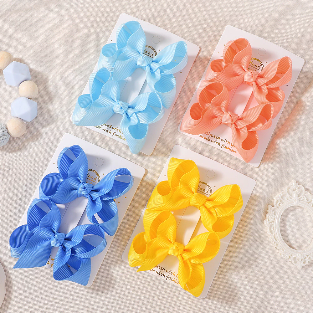 กิ๊บติดผมสำหรับเด็ก ริบบิ้นโบว์แฮนด์เมด grosgrain แฟชั่น boutique