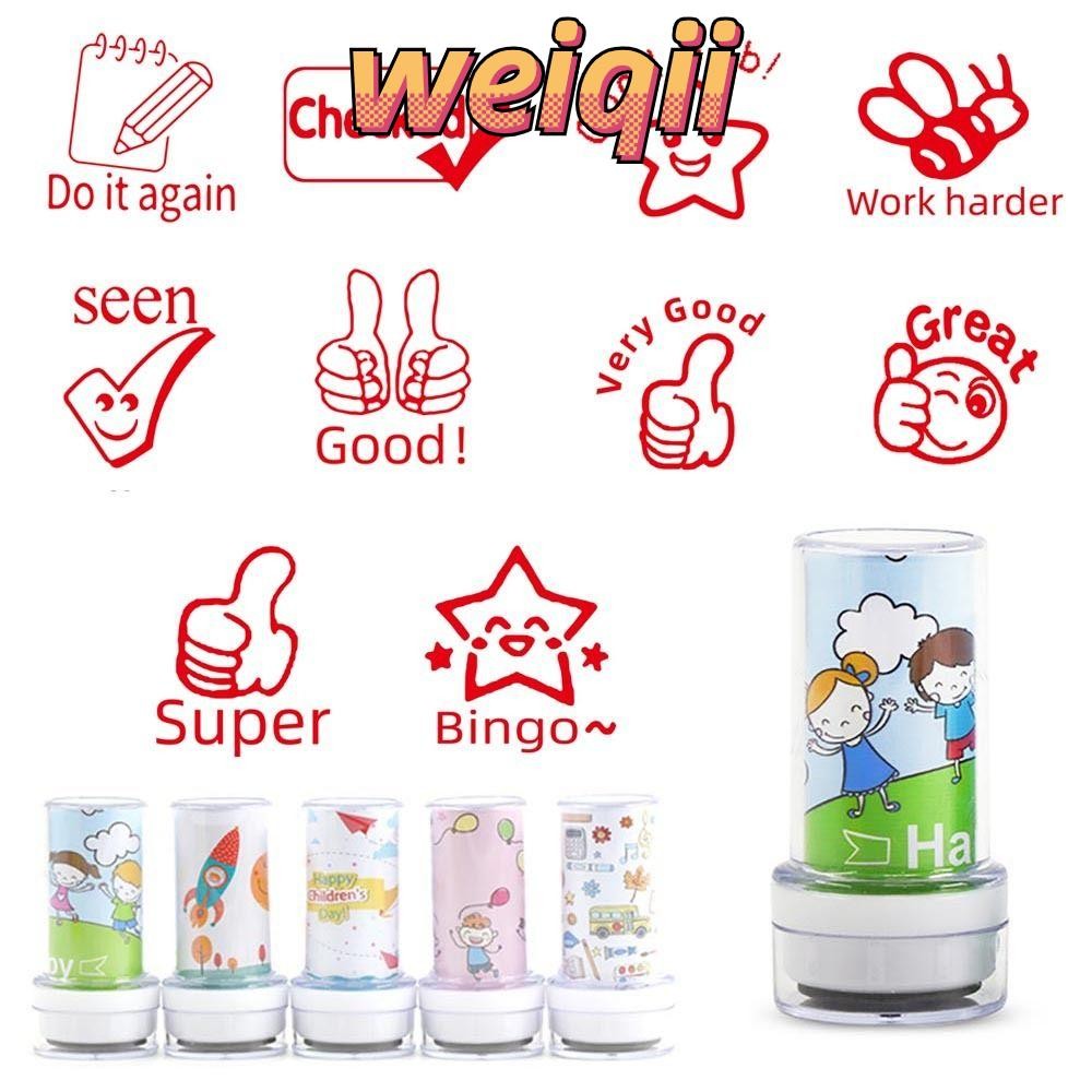 WEIQII รางวัลซีลเด็กซีลของเล่นเด็กแสตมป์ Self-ink Scrapbooking Stamper Office & School Supplies การ์ตูนแสตมป์การสอนแสตมป์