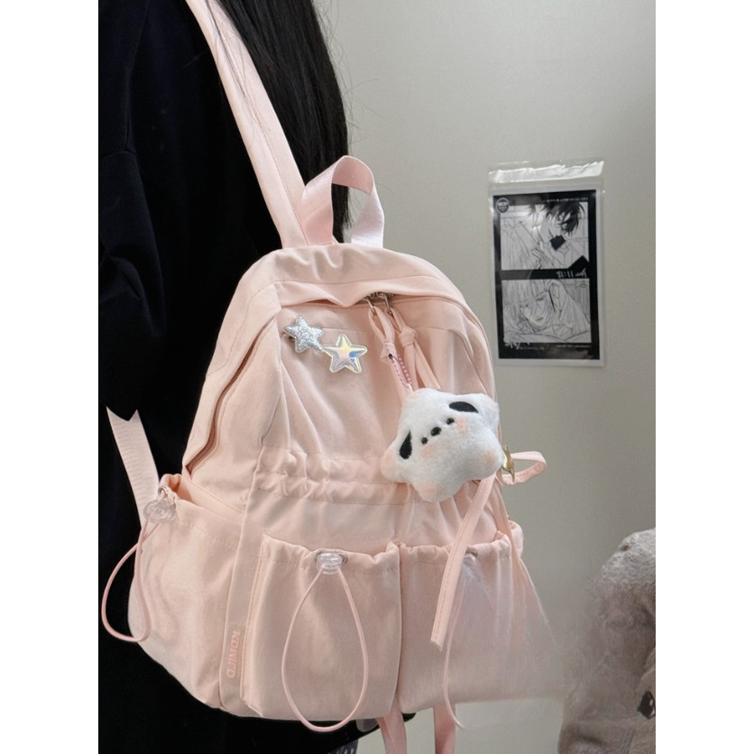 กระเป๋าเป้สะพายหลังสีฟ้าอ่อน ออกแบบน่ารักด้วย Bow & Ruffle เหมาะสำหรับการใช้งานทั่วไปและการไปโรงเรีย