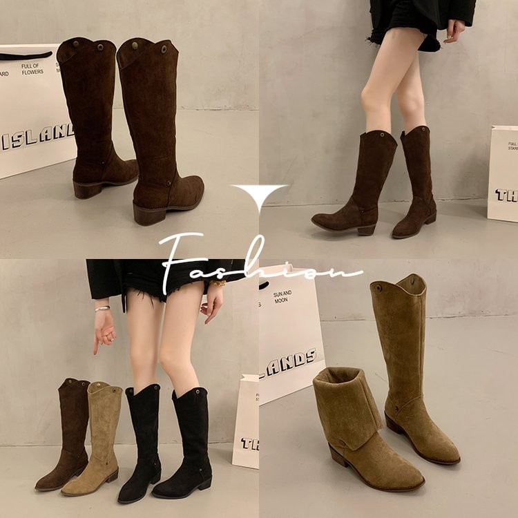 (จุด) (จัดส่งฟรี) (จัดส่งภายในเจ็ดวัน)รองเท้าสตั๊ดฟรอสต์ซูเดะสองทางสำหรับผู้หญิง ออกแบบมาเพื่อฤดูใบไม้ร่วงและฤดูหนาวปี 2024 พร้อมทรงหลอดยาว V-Cut