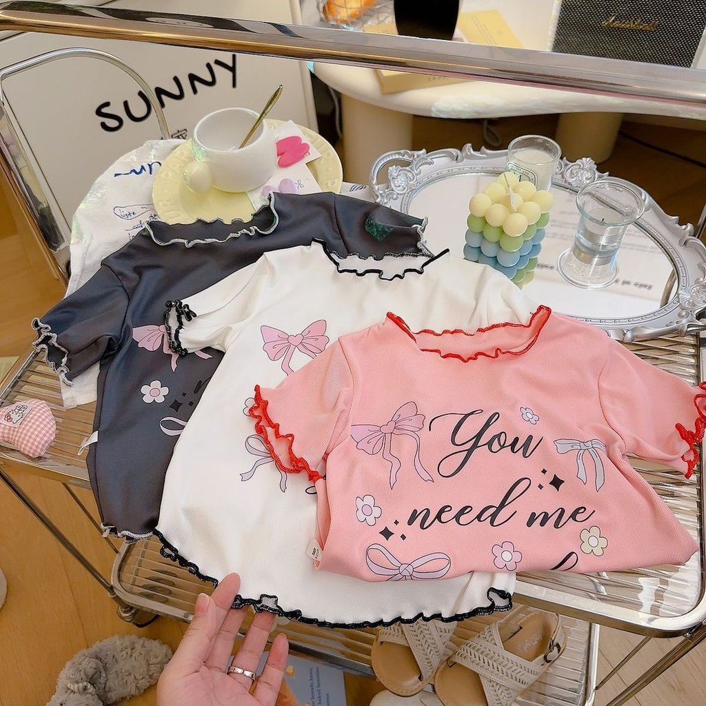เสื้อยืดแขนสั้นลายการ์ตูนสำหรับเด็กผู้หญิง ขนาด 80-160 ซม. สวมใส่ง่ายในวันหยุด