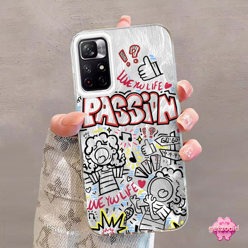 Redmi Casing Life graffiti ต้องการ passion IMD Hologram Feather Case แฟชั่นเหมาะสําหรับ Redmi Note 9