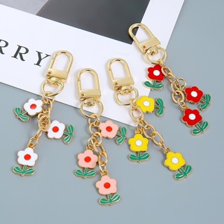 วินเทจที่มีสีสันเคลือบดอกไม้เสน่ห์พวงกุญแจสําหรับผู้หญิงอินเ…