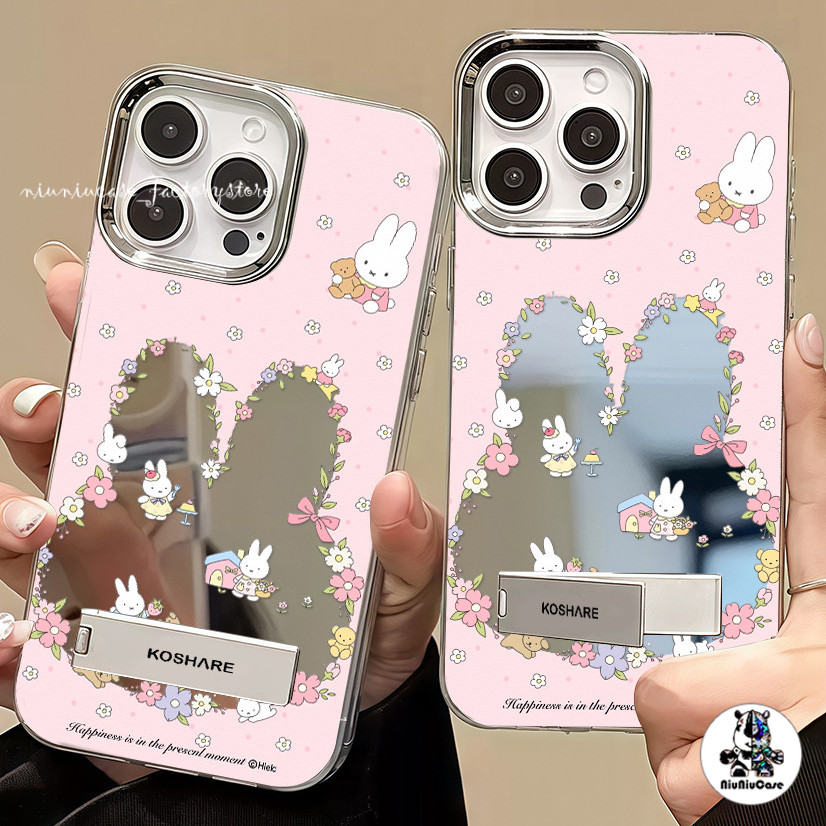 ส่งจากไทย เคสแบบกระจกมิเรอร์ กระต่ายน่ารัก เคส สําหรับ IPhone16 15 14 13 12 7 8Plus 11 13 Pro 16 Promax XR XS Max Case