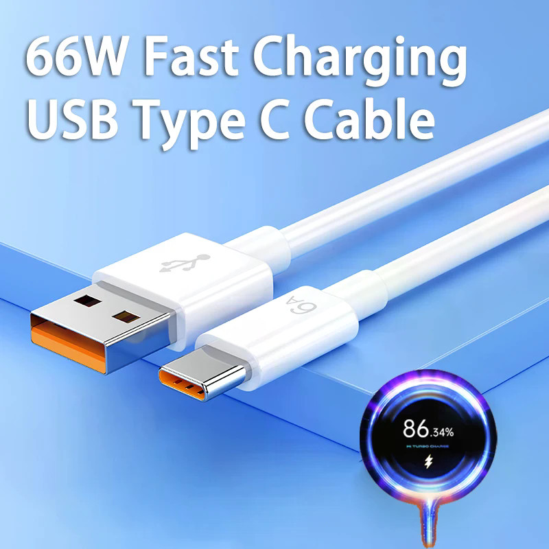 66W 6A Fast Charging USB Type C สําหรับ Xiaomi โทรศัพท์มือถือ Charger สาย USB C