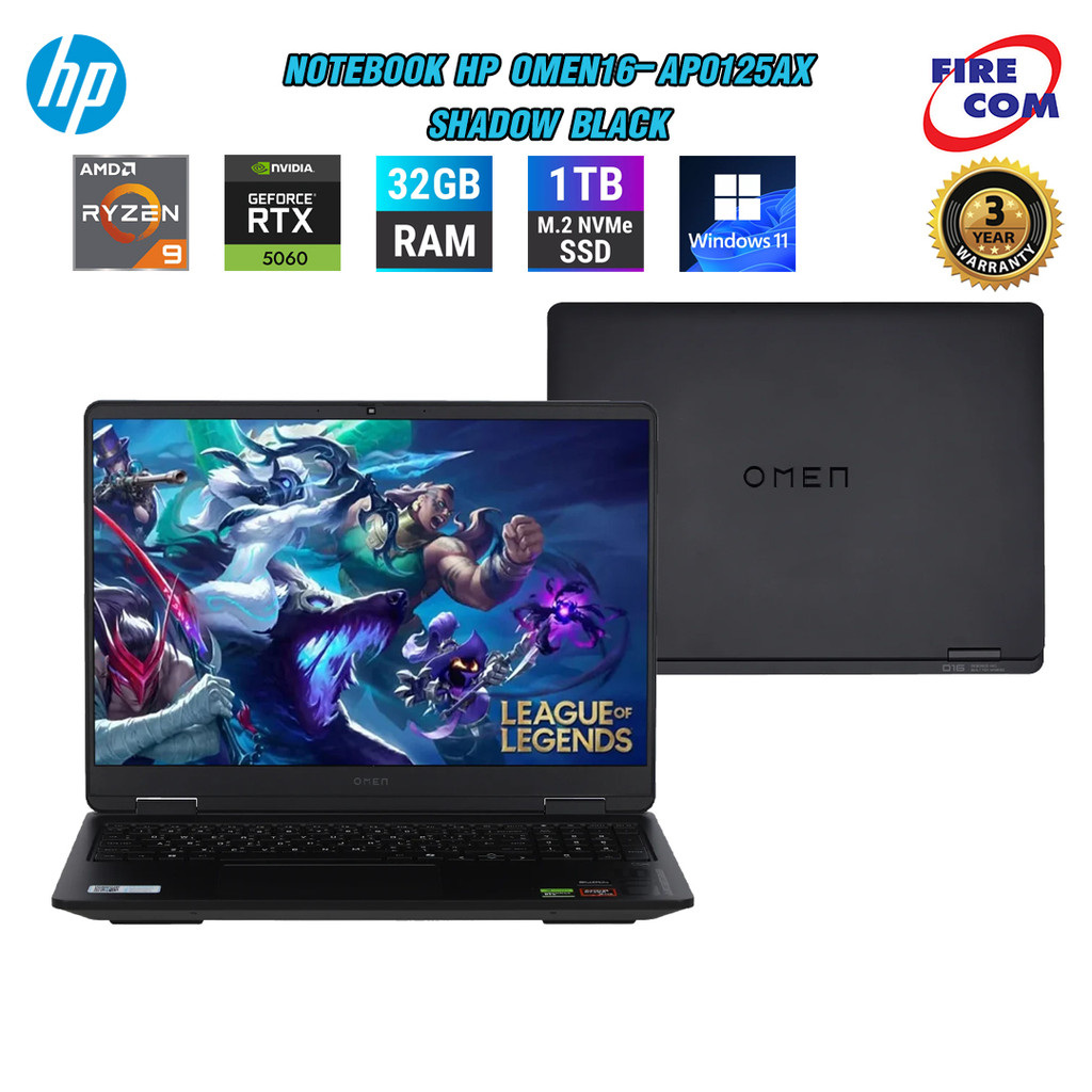 โน๊ตบุ๊ค Notebook HP Omen16-ap0125AX-Shadow Black ลงโปรแกรมพร้อมใช้งาน สามารถออกใบกำกับภาษีได้
