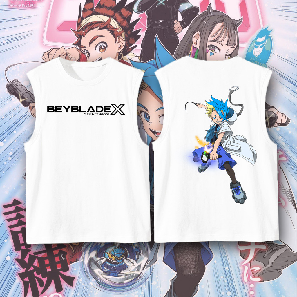 Beyblade X  Kurosu Ekusu Jaxon Cross  อะนิเมะพิมพ์เสื้อกั๊ก S-3XL เสื้อแขนกุดหลายสไตล์พิมพ์สองด้าน#3