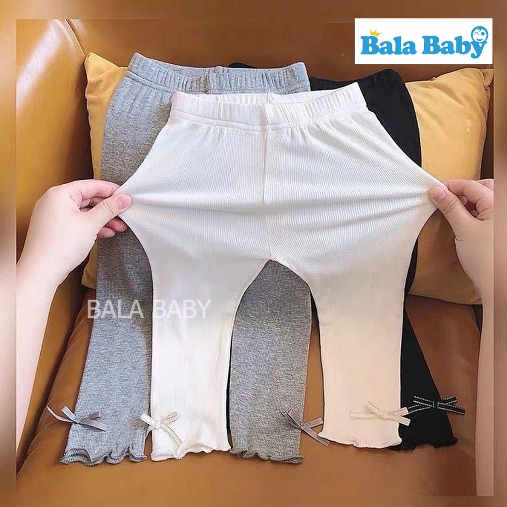 กางเกงเลกกิ้งเด็ก กางเกงขายาว แต่งโบว์ เนื้อผ้าร่องเล็ก Size80-130cm KZ24