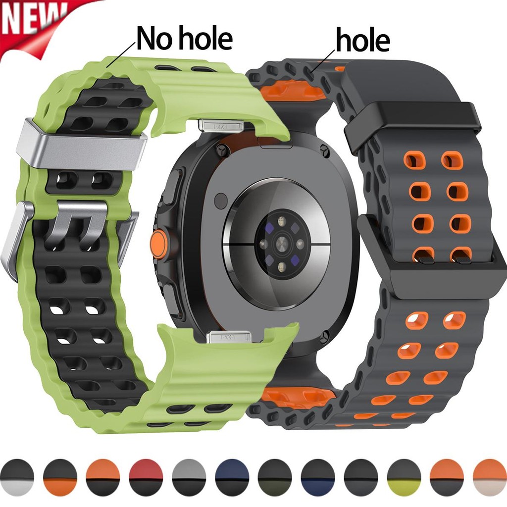 Marine Band สําหรับ Samsung Galaxy Watch 8/8 Classic Ocean Strap สายซิลิโคนทูโทนสําหรับ Galaxy Watch 8 40 44 มม.สร้อยข้อมือกีฬา