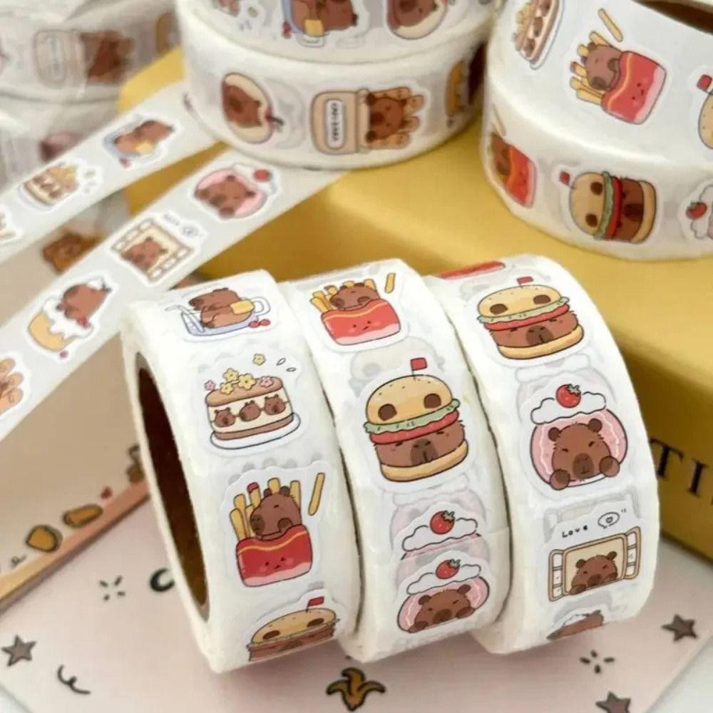 BANDOLERA 500 ชิ้น Capybara สติกเกอร์, PVC กันน้ํา Self-Adhesive Decals, แฟชั่นสร้างแรงบันดาลใจเครื่องเขียนป้ายสมุดภาพ - รูปที่ 5