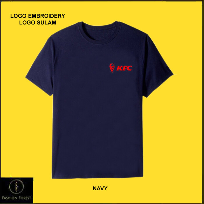 เสื้อยืดคอกลมไมโครไฟเบอร์แห้งเร็วเจอร์ซีย์โลโก้เย็บปักถักร้อย Sulam KFC Fast Food Collons Fry Chicke