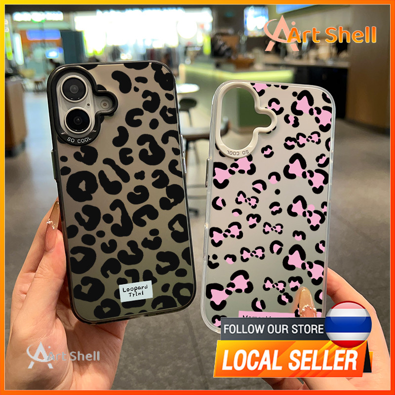 เคสโทรศัพท์สีเงินเมทัลลิก สวยวาวทันสมัย ไม่ซ้ำใคร คุณภาพดี จัดส่งจากไทย ใช้ได้กับ ลายเสือดำ for iPhone 13 12 11 16 15 14