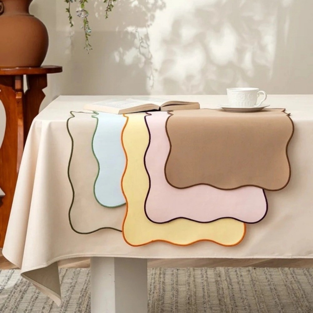 BENJMOORE Solid Place Mat,กันน้ํา Oil-Proof Dining Mat,Nordicรูปสี่เหลี่ยมผืนผ้าทนความร้อนลูกไม้ตกแต่งขอบตารางเสื่อห้องครัวซัพพลาย ราคา ถูกที่สุด ดีลบีเคเค แกลเลอรีภาพที่ 4