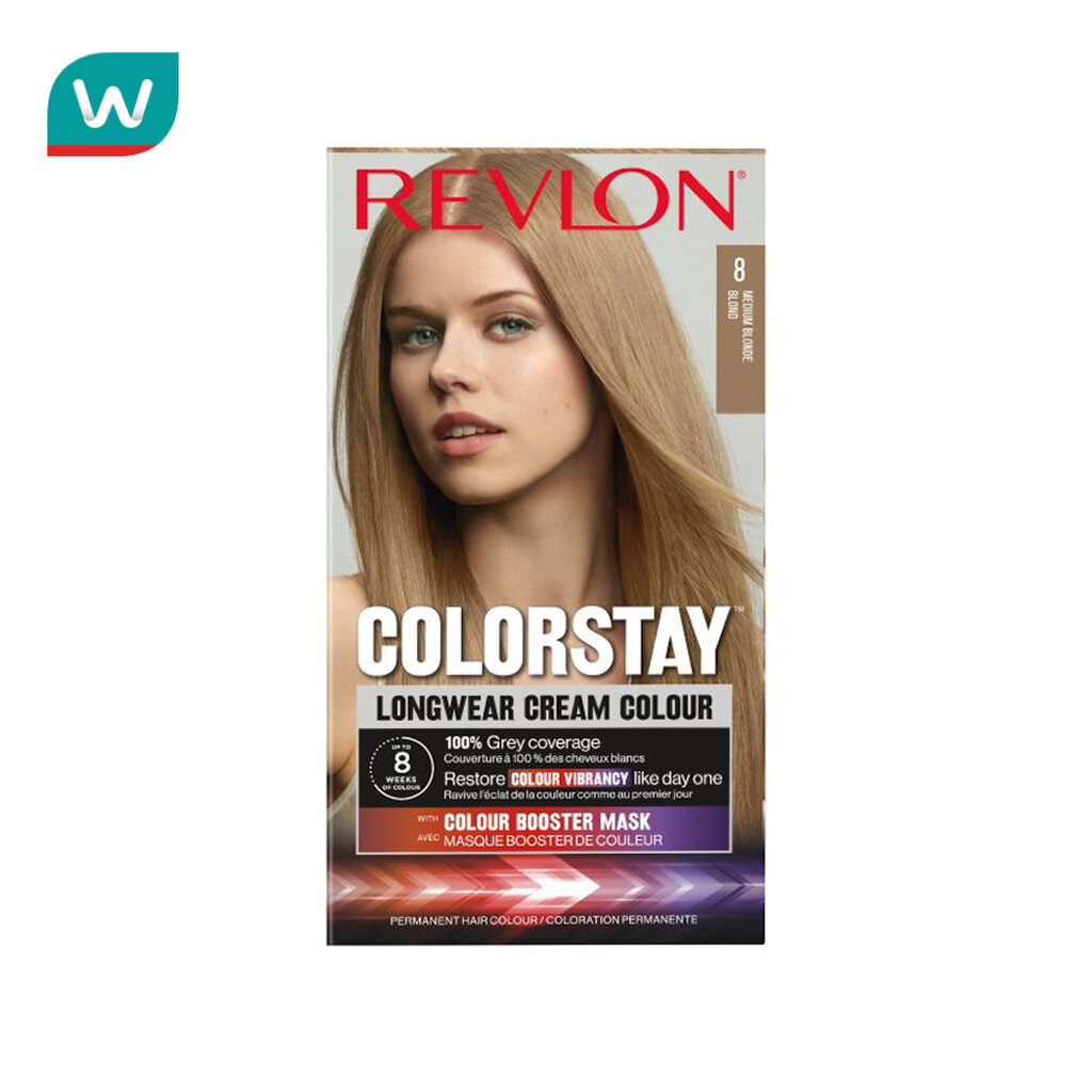 Revlon เรฟลอน ครีม คัลเลอร์ คัลเลอร์สเตย์ ลองแวร์ เบอร์ เบอร์ 8 บลอนด์กลาง