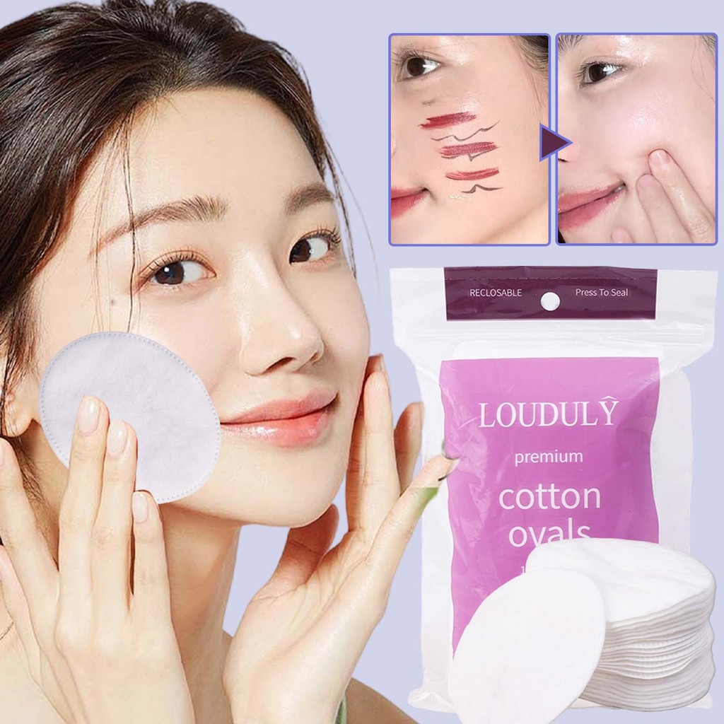สําลีแผ่นทรงวงรี | การออกแบบ 3 ชั้นสําหรับทําความสะอาดที่มีประสิทธิภาพ, 50 ชิ้น Soft & Non-Irrting F