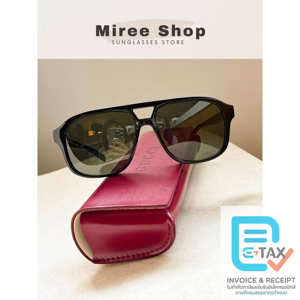 Gucci Classic Web Aviators มินิมอลลุคเท่สุด ของแท้ GG1856S