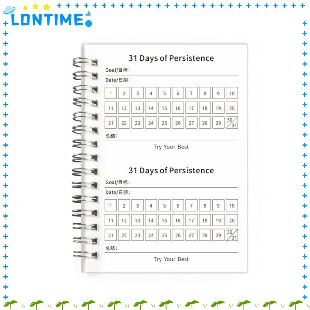 LONTIME สมุดบันทึกเช็คอินวินัยในตนเอง, สมุดบันทึกตารางเช็คอินวินัยในตนเอง A6, นักเรียนขนาดกะทัดรัดเฉพาะ 31 วัน Planner School Office
