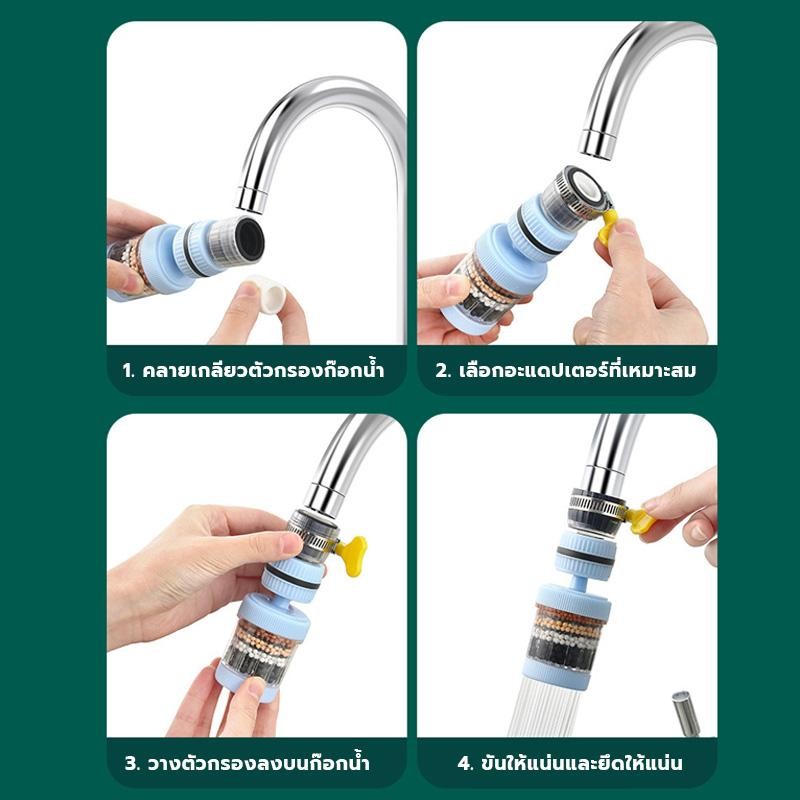 【ซื้อ 1 แถม 1】หัวกรองน้ำก๊อกน้ำ 6 ชั้น หมุนได้ 360 องศา กรองสิ่งปน  รวมหัวสปริงเกลอร์ ง่ายต่อการติดตั้ง ใช้งานสะดวก - รูปที่ 2
