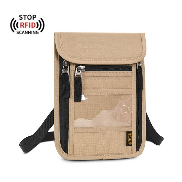 FD กระเป๋าใส่พาสปอร์ต พร้อมแผ่นป้องกันการสแกน RFID แบบสะพายคอ รุ่น WLP-1107 (W4-025) RFID จากร้าน Fl