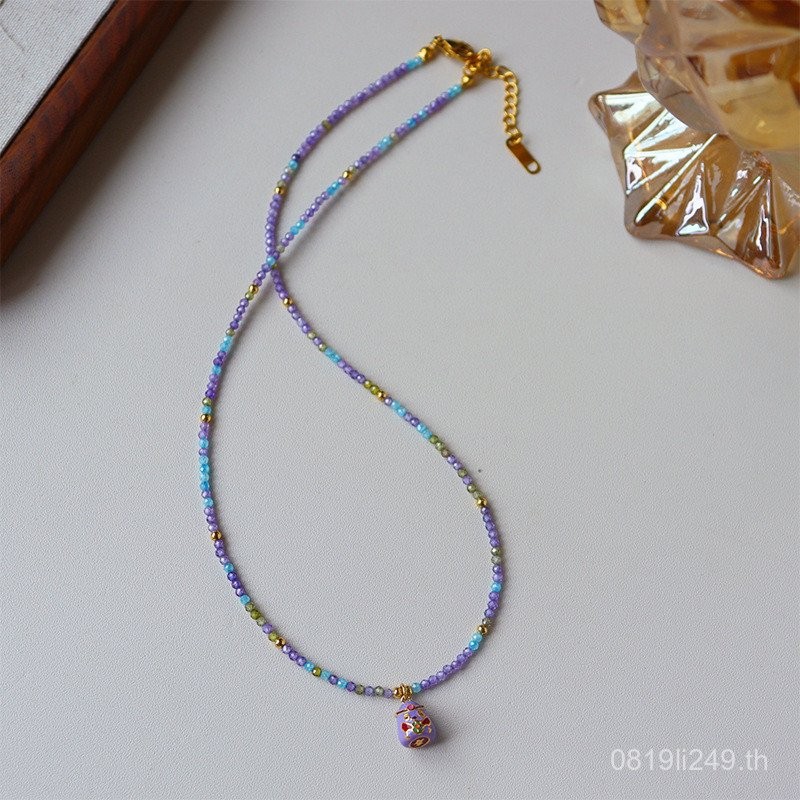 สร้อยคอนาทีฟแบบกระดูกไหปลาร้าสำหรับผู้หญิง สไตล์จีนสีสันสดใส พิมพ์ลายเงิน GSD