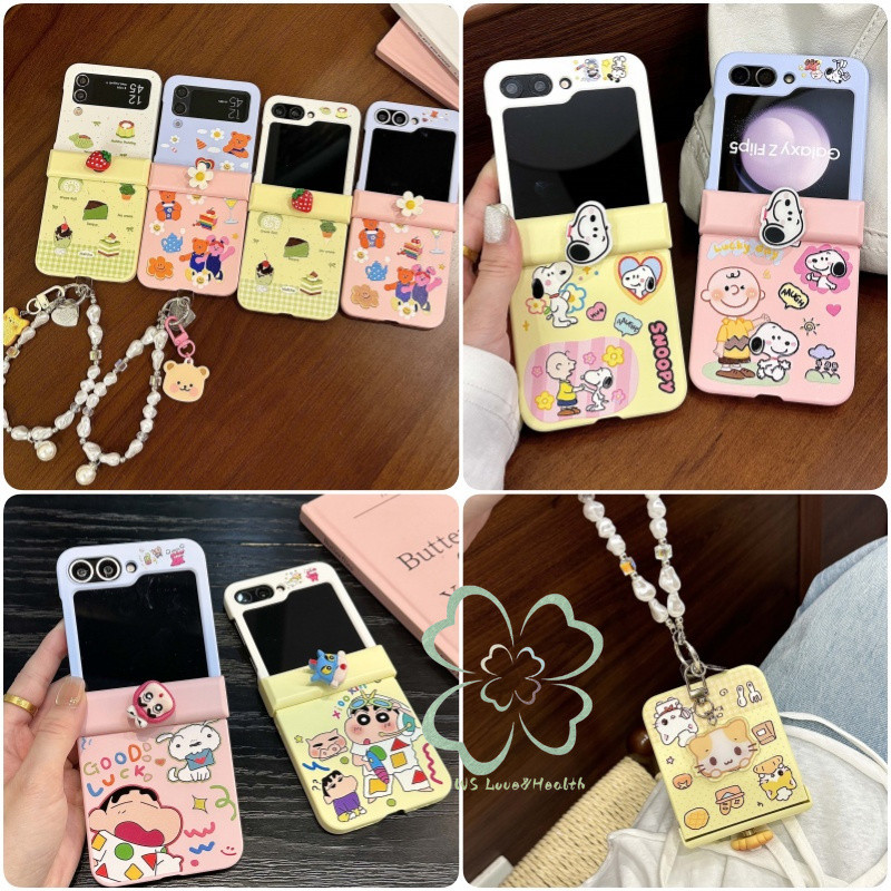 น่ารักการ์ตูนหมุนได้บานพับ Hard Case สําหรับ Samsung Galaxy Z Flip 7 Z Flip 6 7FE Z Flip 5 Z Flip 4/3 Matte Cover