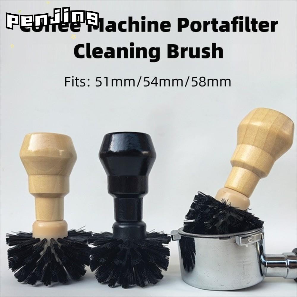 PENJING Espresso Portafilter แปรงทําความสะอาด,เครื่องมือทําความสะอาดด้ามไม้ผงกาแฟชามแปรง, PP สําหรับ