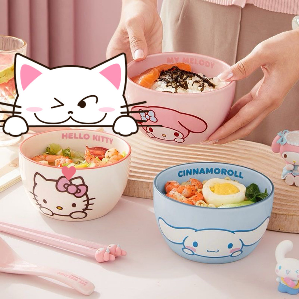 Sanrio Ceramic Bowl Home Cute Rice Bowl hellokitty Ceramic Bowl kitty Cat Bowl/gkih