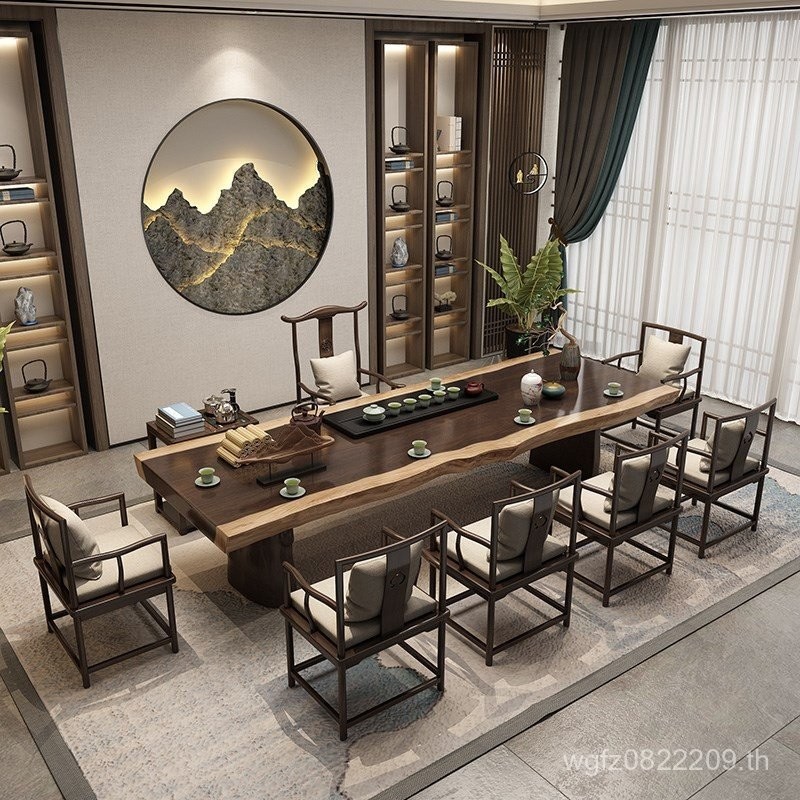 กระดานใหญ่ประชุมโต๊ะสไตล์จีนไม้เนื้อแข็งทั้งหมดเต็มชุดโต๊ะน้ําชาแผนกต้อนรับครัวเรือนห้องนั่งเล่นเข้า