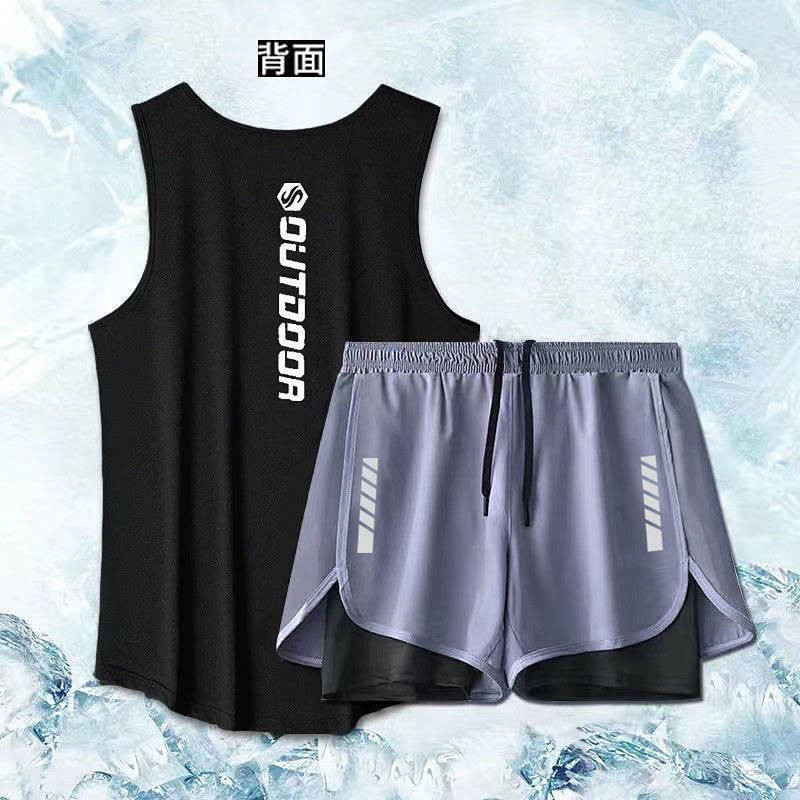Fitness Vest Sports Suit Basketball Running Outdoor Quick-Drying Summer Training Sleeveless Morning 